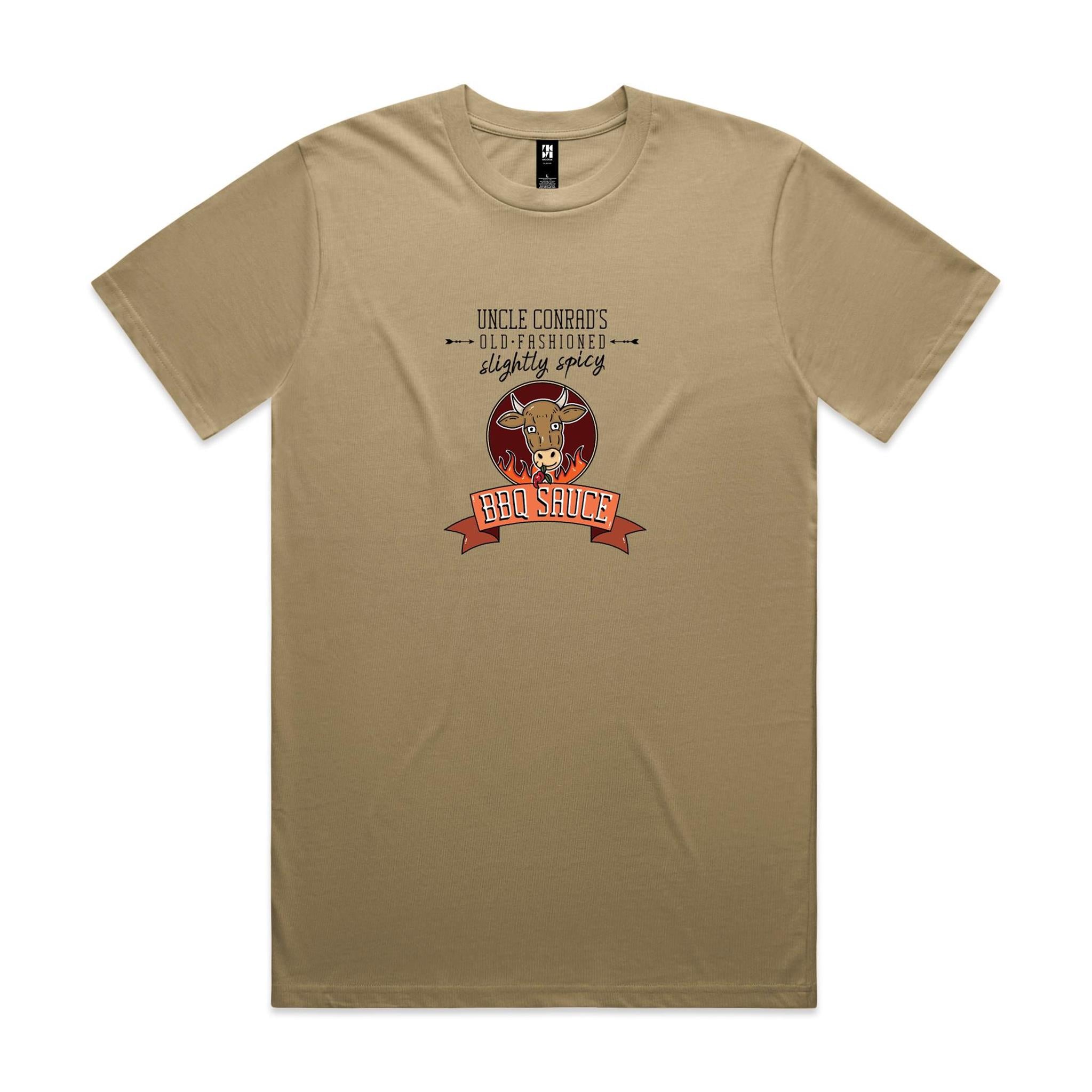 Uncle Conrad's Slightly Spicy BBQ Sauce - No sauce, all shirt.