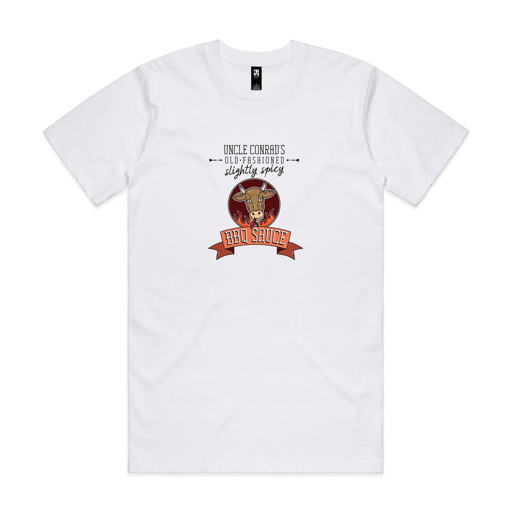 Uncle Conrad's Slightly Spicy BBQ Sauce - No sauce, all shirt.