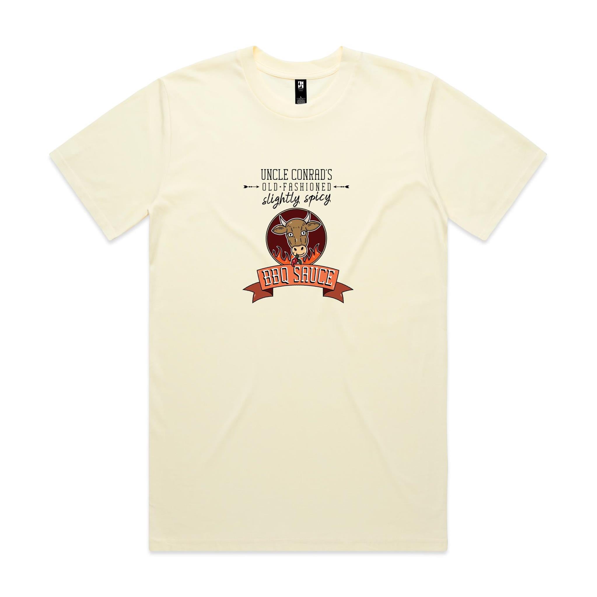 Uncle Conrad's Slightly Spicy BBQ Sauce - No sauce, all shirt.