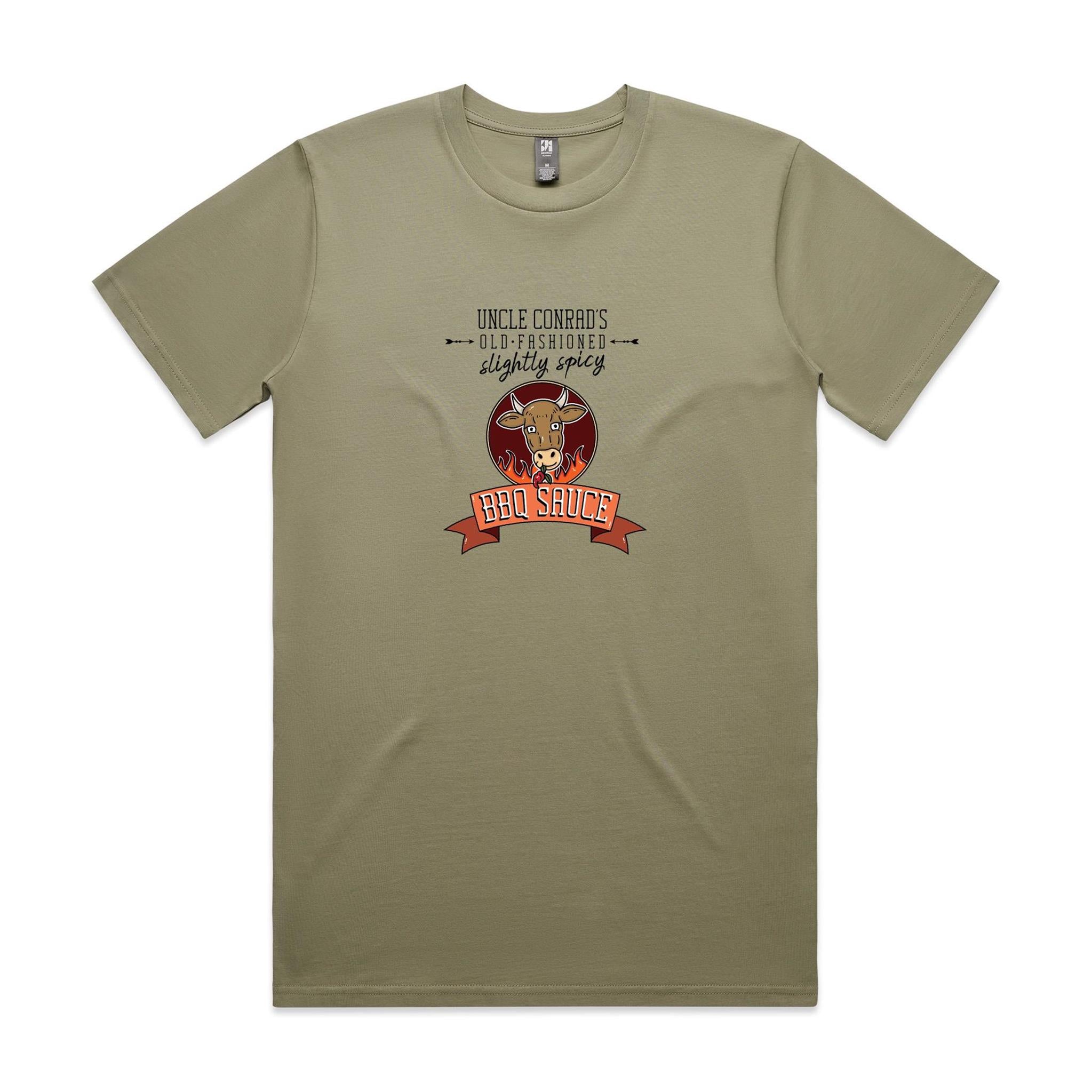 Uncle Conrad's Slightly Spicy BBQ Sauce - No sauce, all shirt.
