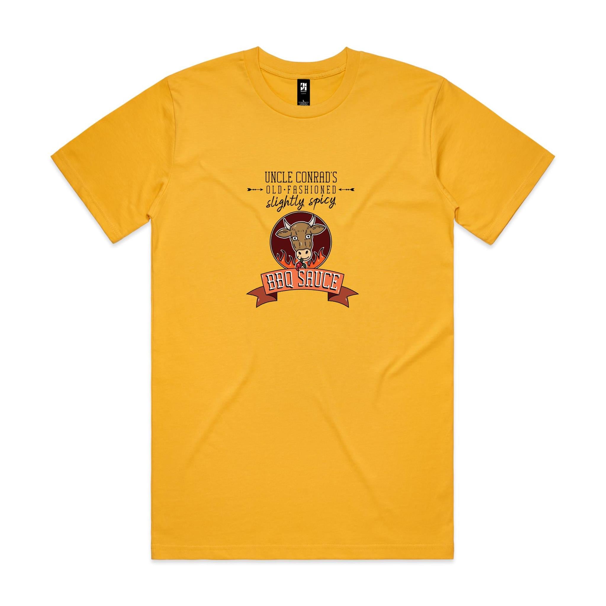 Uncle Conrad's Slightly Spicy BBQ Sauce - No sauce, all shirt.