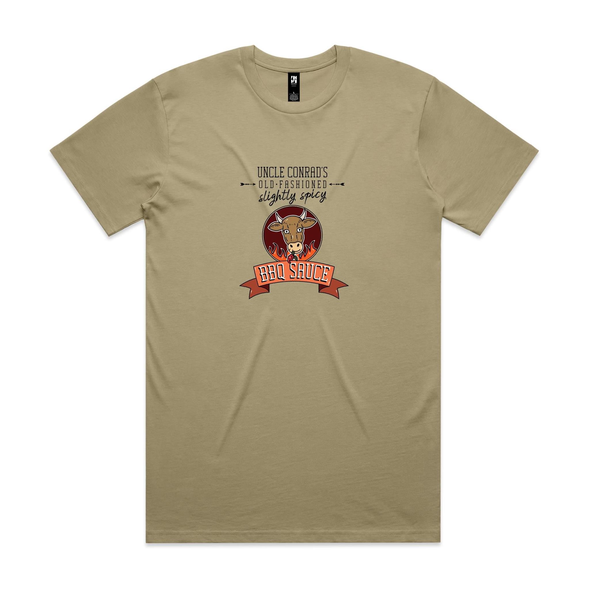 Uncle Conrad's Slightly Spicy BBQ Sauce - No sauce, all shirt.