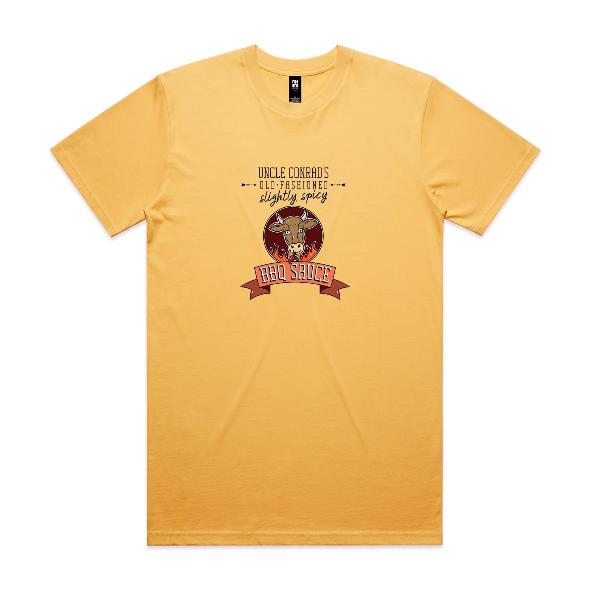 Uncle Conrad's Slightly Spicy BBQ Sauce - No sauce, all shirt.